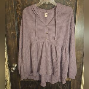 NWT SO Women's Purple Waffle Knit Top Sz L
